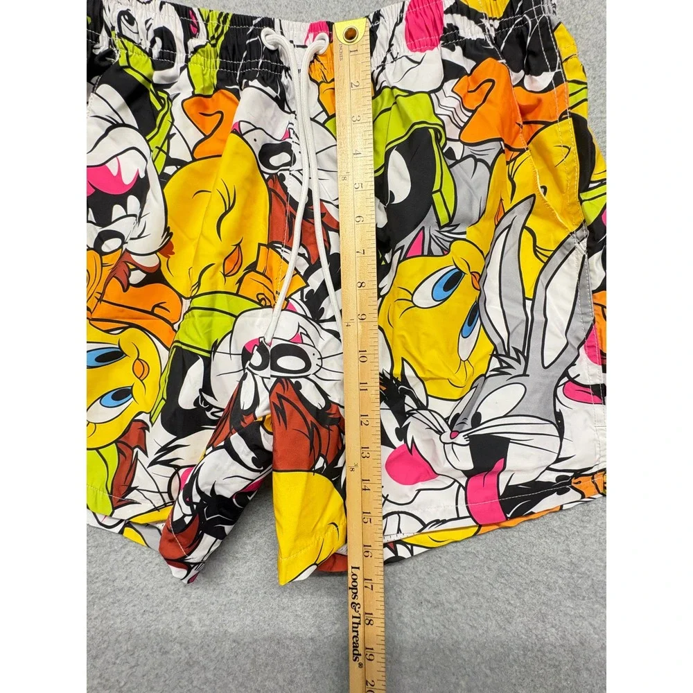 Warner Bros Looney Tunes Mens Swim Trunks Bugs Bunny Tweety Multi Color XL